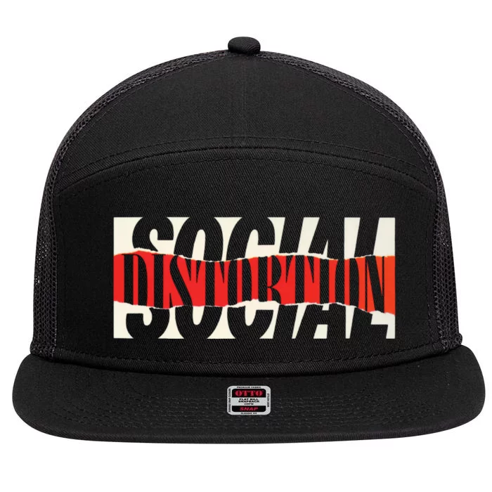 Social Distortion Torn Logo 7 Panel Mesh Trucker Snapback Hat