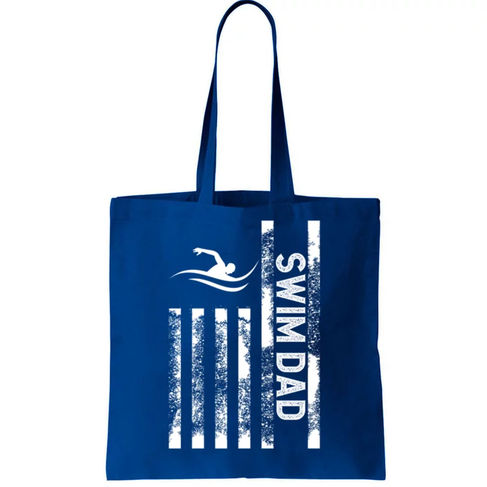 Swim Dad Us Flag Swimming Father Of A Swimmer Dad Cute Gift Tote Bag