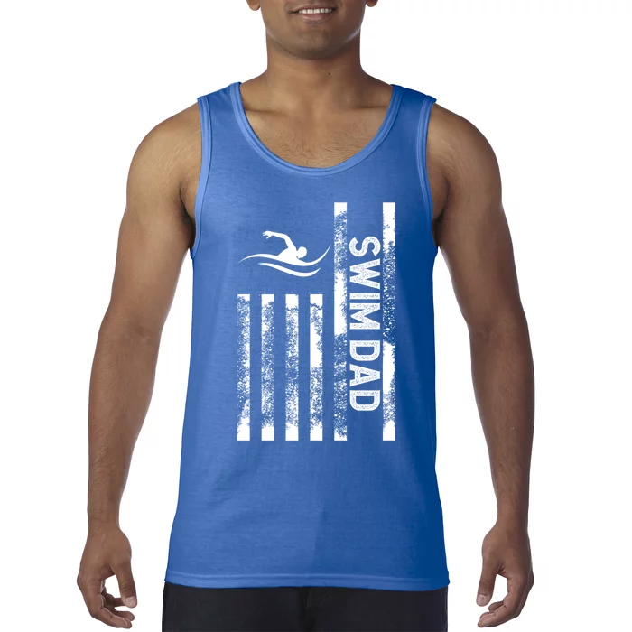 Swim Dad Us Flag Swimming Father Of A Swimmer Dad Cute Gift Tank Top