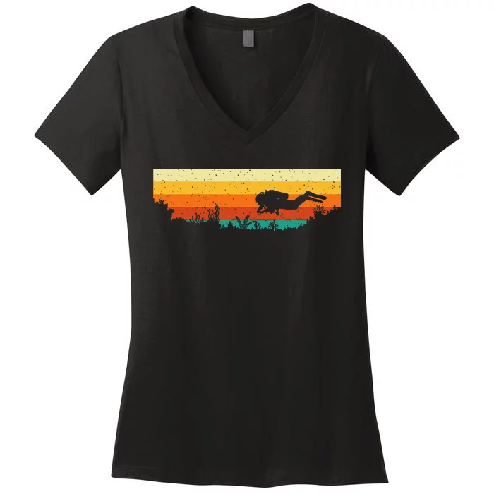 Scuba Diver Underwater Freediving Scuba Diving Women's V-Neck T-Shirt