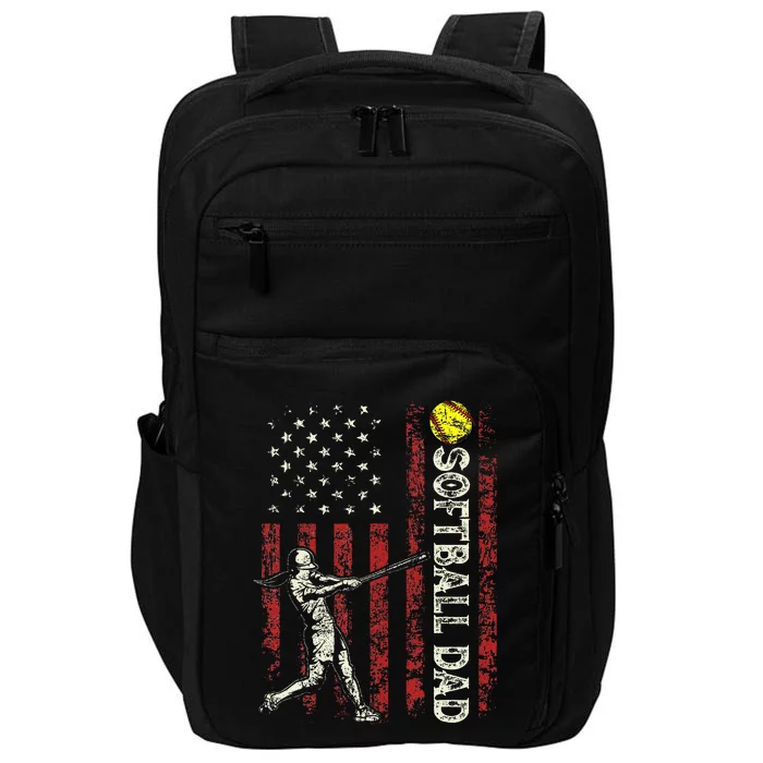 Softball Dad Us Flag Impact Tech Backpack