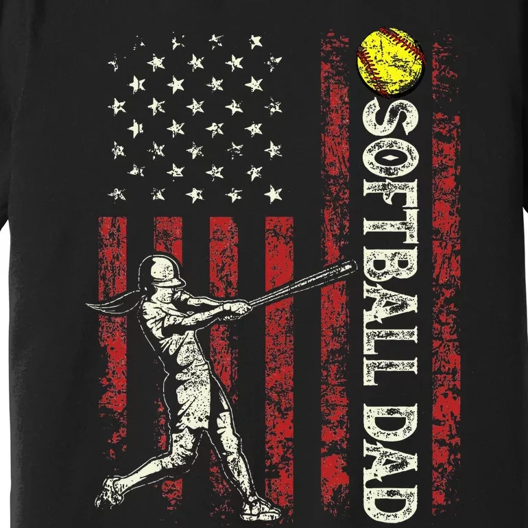 Softball Dad Us Flag Premium T-Shirt