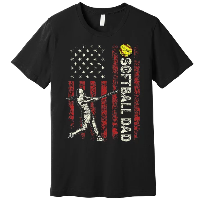 Softball Dad Us Flag Premium T-Shirt