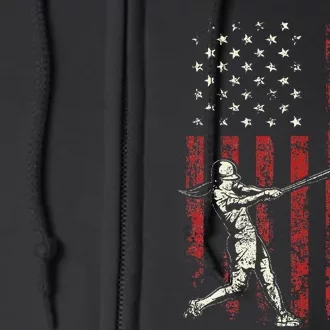 Softball Dad Us Flag Full Zip Hoodie