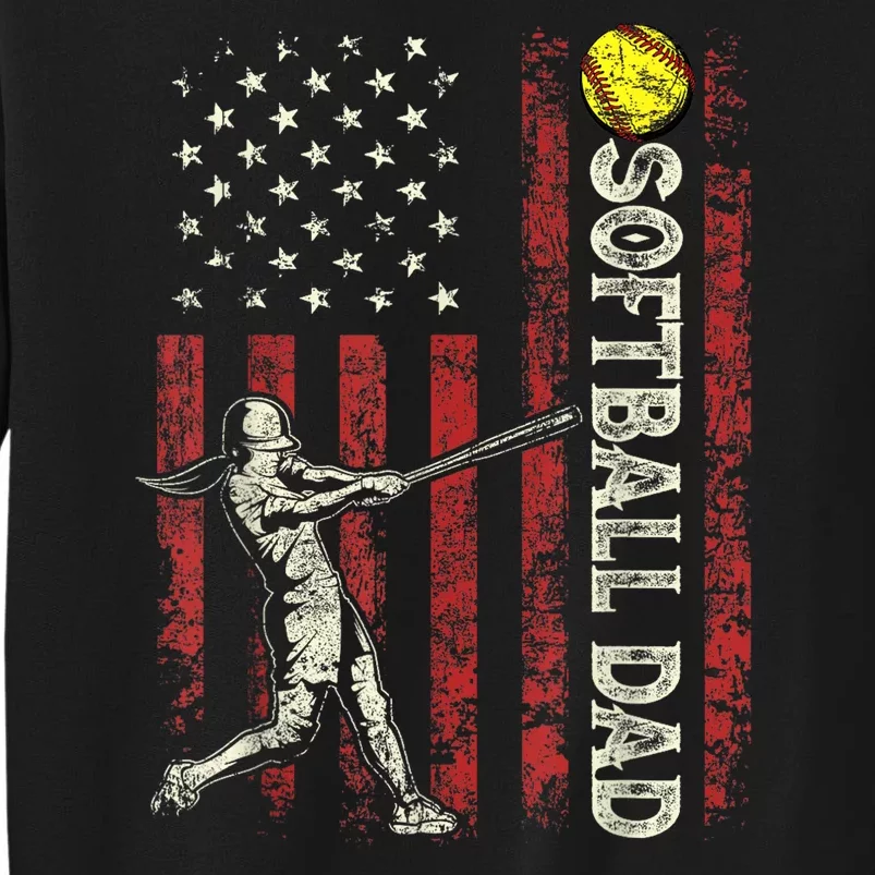 Softball Dad Us Flag Gifts For Dad Patriotic Fathers Day Sweatshirt