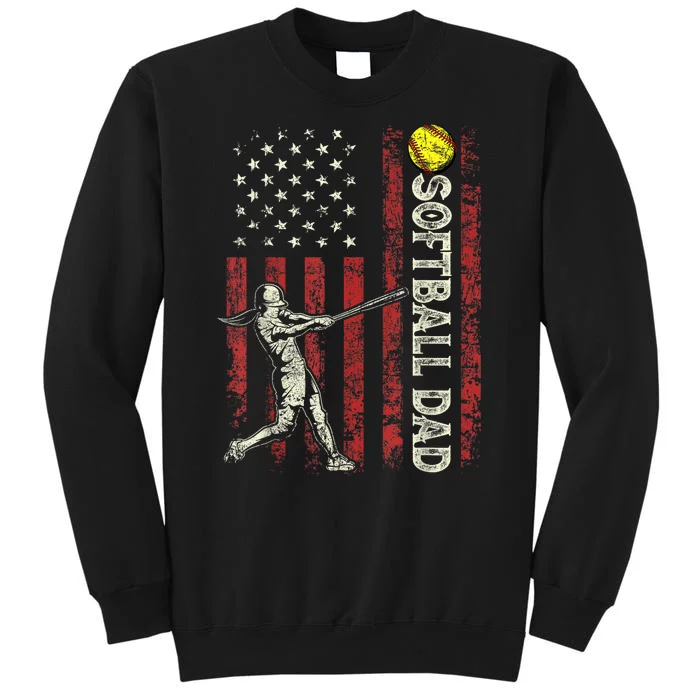 Softball Dad Us Flag Gifts For Dad Patriotic Fathers Day Sweatshirt