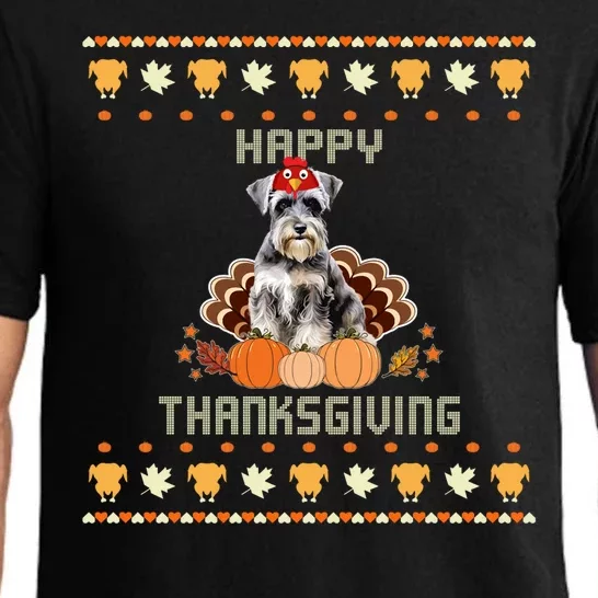 Schnauzer Dog Ugly Thanksgiving Sweater Pajama Set