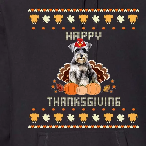 Schnauzer Dog Ugly Thanksgiving Sweater Premium Hoodie