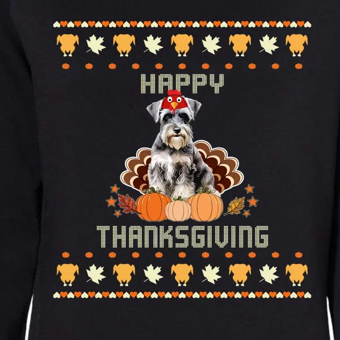 Schnauzer Dog Ugly Thanksgiving Sweater Womens California Wash Sweatshirt