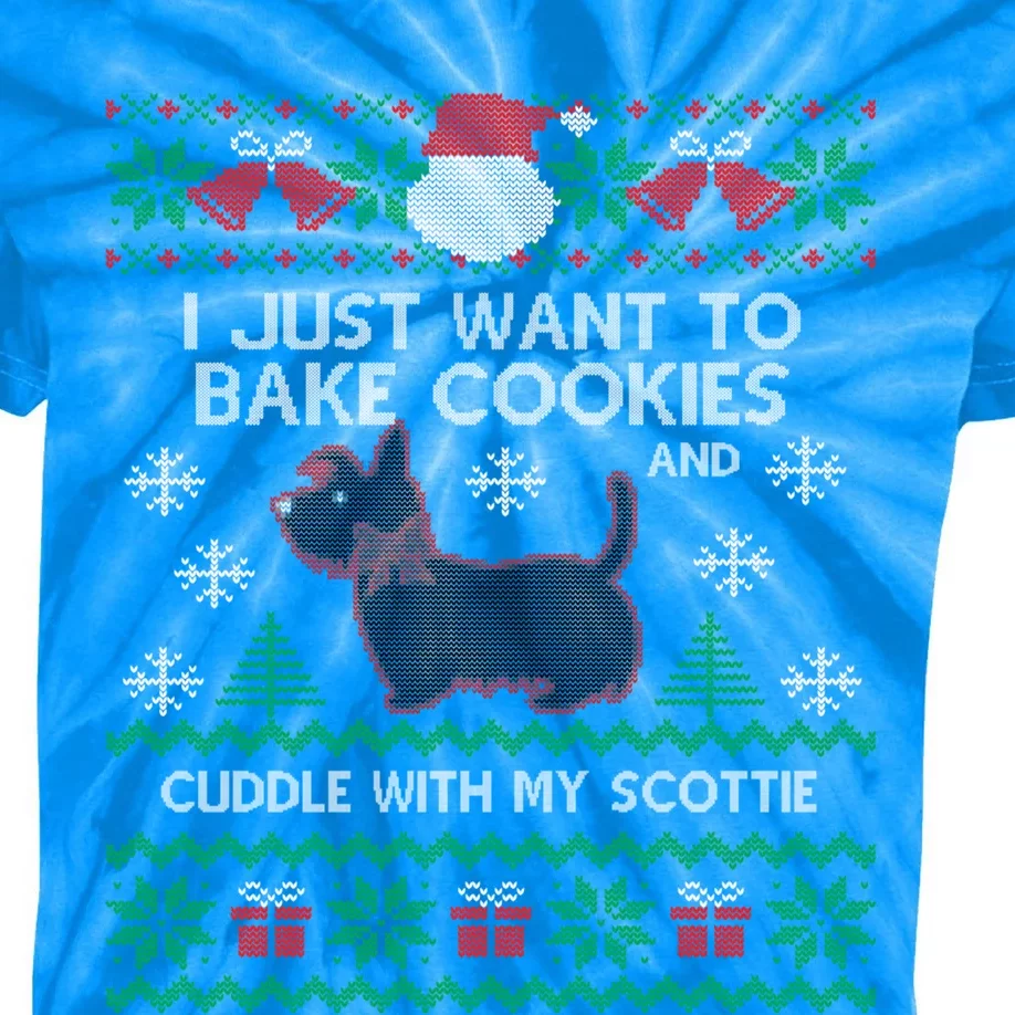 Scottie Dog Ugly Christmas Party Scottish Terrier Novelty Gift Kids Tie-Dye T-Shirt