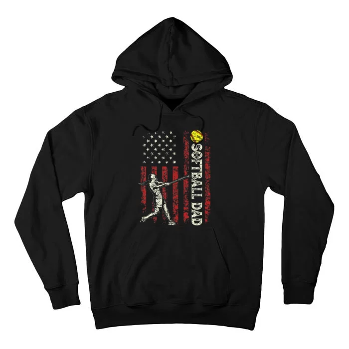 Softball Dad Us Flag Tall Hoodie