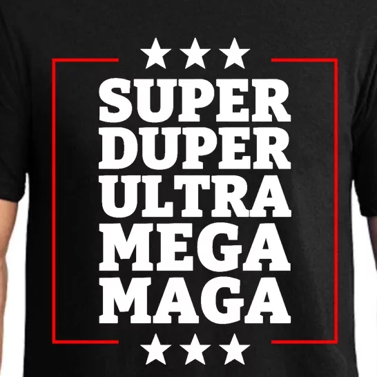 Super Duper Ultra Mega MAGA Funny USA Republican VOTE Trump Long Pajama Set