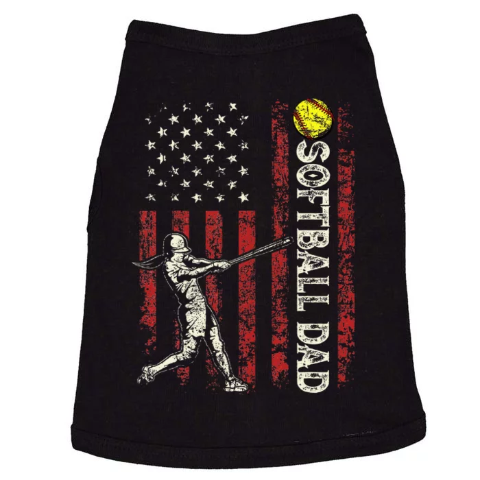 Softball Dad Us Flag Patriotic Fathers Day Doggie Tank