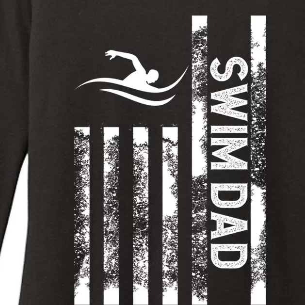 Swim Dad Us Flag Swimming Father Of A Swimmer Dad Gift Womens CVC Long Sleeve Shirt