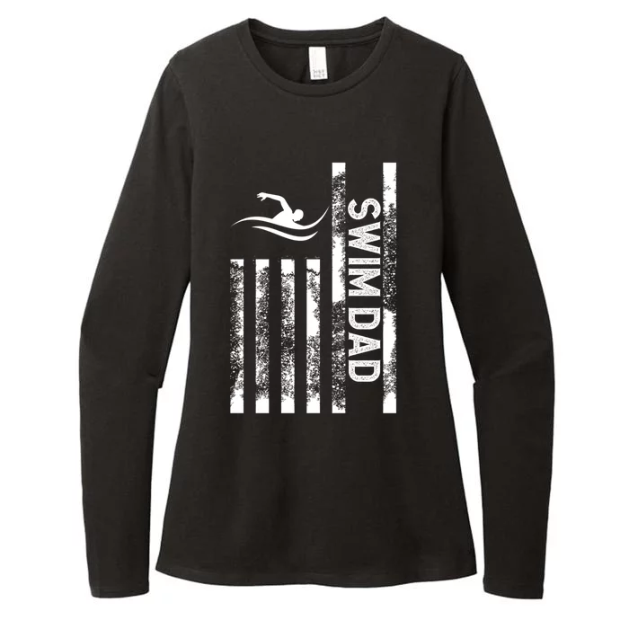 Swim Dad Us Flag Swimming Father Of A Swimmer Dad Gift Womens CVC Long Sleeve Shirt