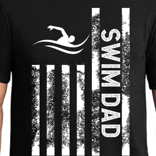 Swim Dad Us Flag Swimming Father Of A Swimmer Dad Gift Pajama Set