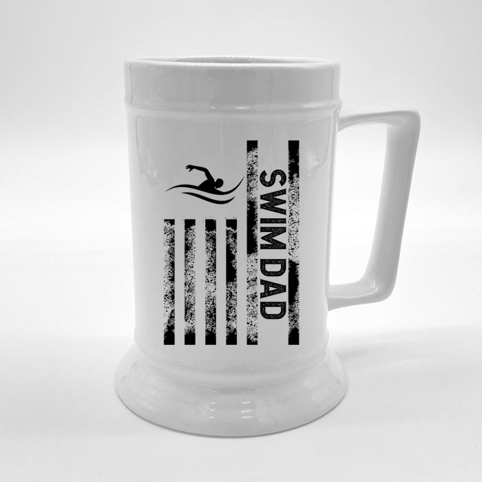 Swim Dad Us Flag Swimming Father Of A Swimmer Dad Gift Front & Back Beer Stein