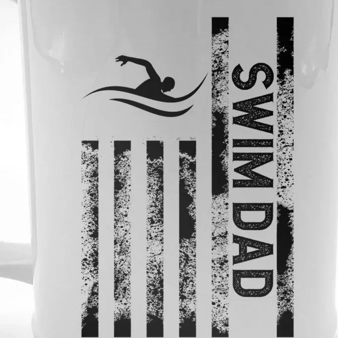 Swim Dad Us Flag Swimming Father Of A Swimmer Dad Gift Front & Back Beer Stein