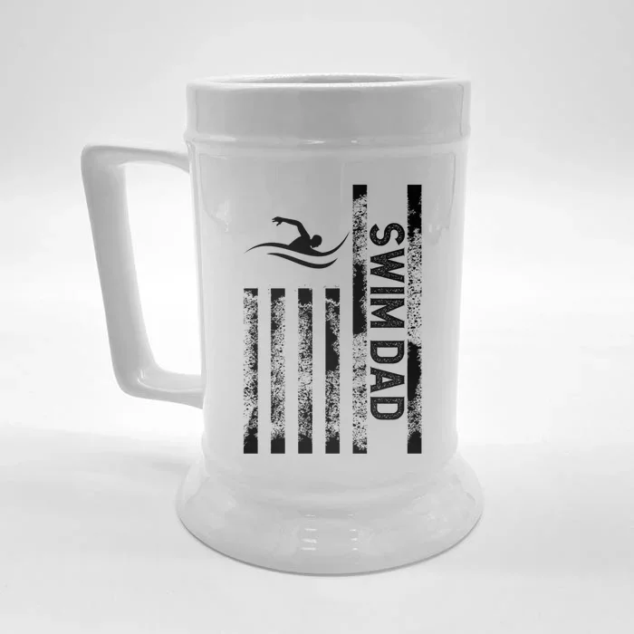 Swim Dad Us Flag Swimming Father Of A Swimmer Dad Gift Front & Back Beer Stein