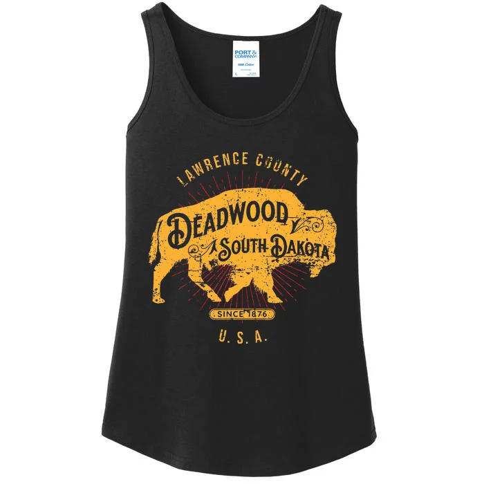 South Dakota Usa Distressed Bison Design Souvenir Ladies Essential Tank