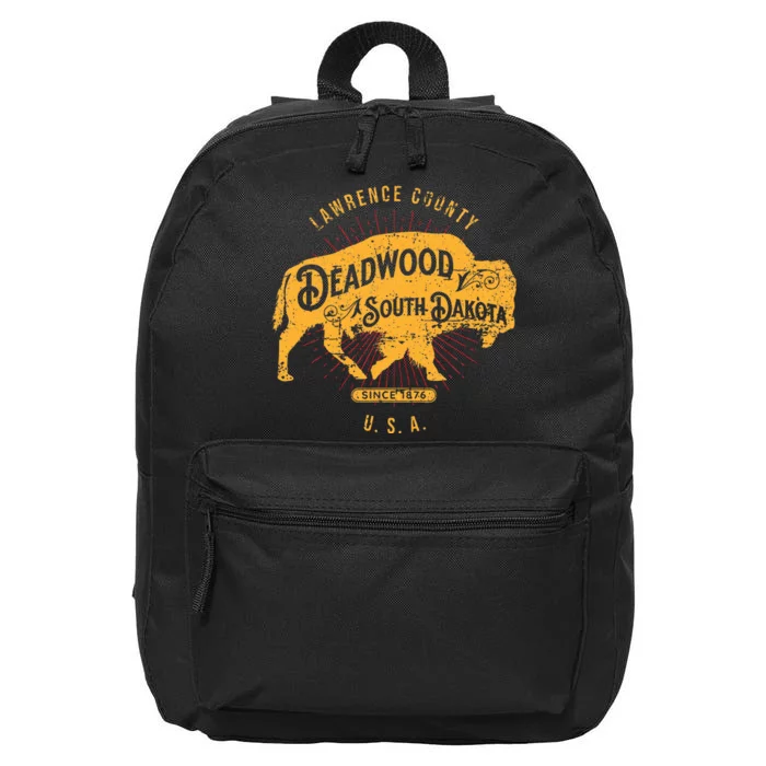 South Dakota Usa Distressed Bison Design Souvenir 16 in Basic Backpack