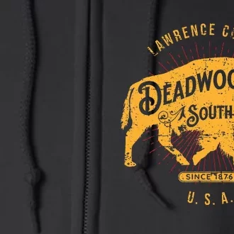 South Dakota Usa Distressed Bison Design Souvenir Full Zip Hoodie