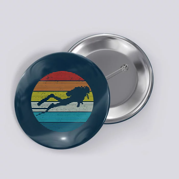 Scuba Diving Vintage Retro Ocean Scuba Diver Gift Button