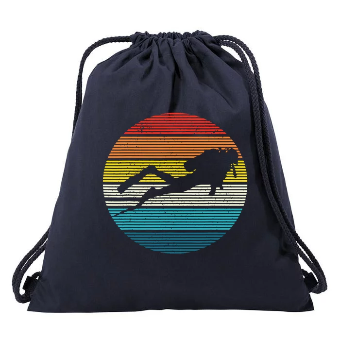 Scuba Diving Vintage Retro Ocean Scuba Diver Gift Drawstring Bag