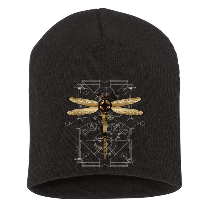 Steampunk Dragonfly Vintage Gears Goth Short Acrylic Beanie