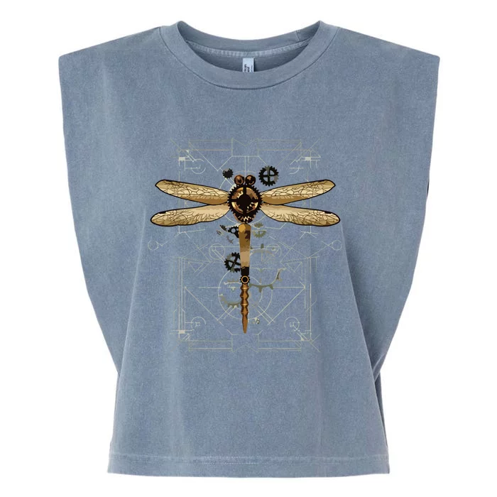 Steampunk Dragonfly Vintage Gears Goth Garment-Dyed Women's Muscle Tee