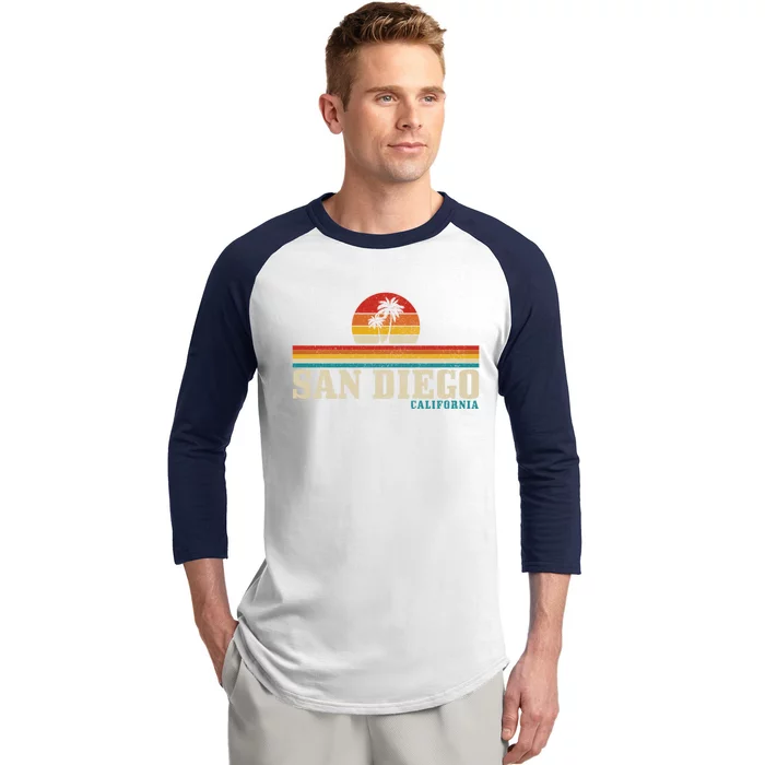 San Diego Vintage Sunset California Sailing Surfer San Diego Great Gift Baseball Sleeve Shirt