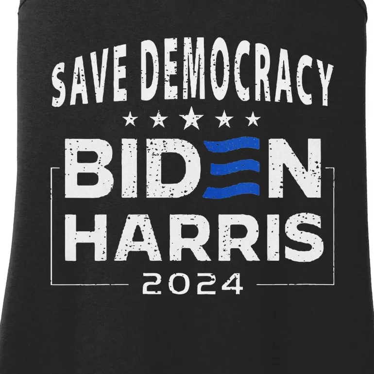 Save Democracy Vote Blue 2024 Support Ladies Essential Tank