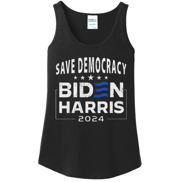 Save Democracy Vote Blue 2024 Support Ladies Essential Tank