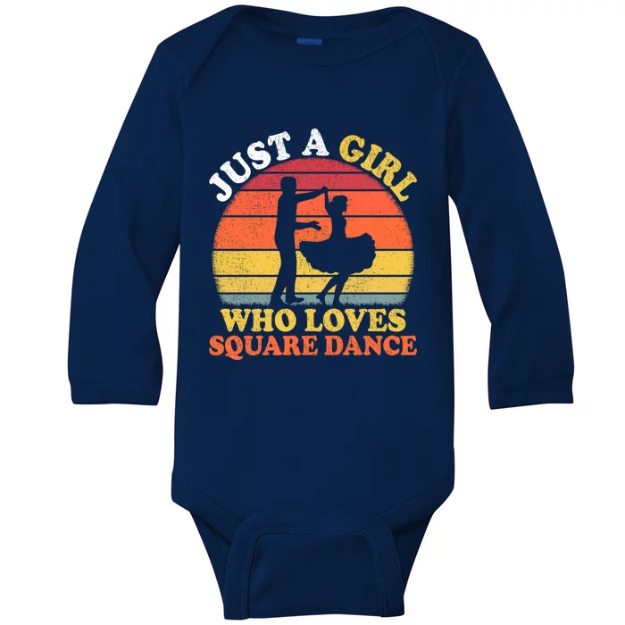 Square Dance Vintage Just A Who Loves Square Dance Meaningful Gift Baby Long Sleeve Bodysuit