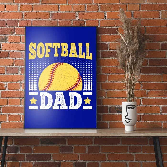 Softball Dad Vintage Softball Player Gift Poster