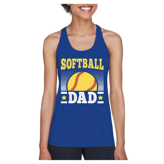 Softball Dad Vintage Softball Player Gift Women's Racerback Tank