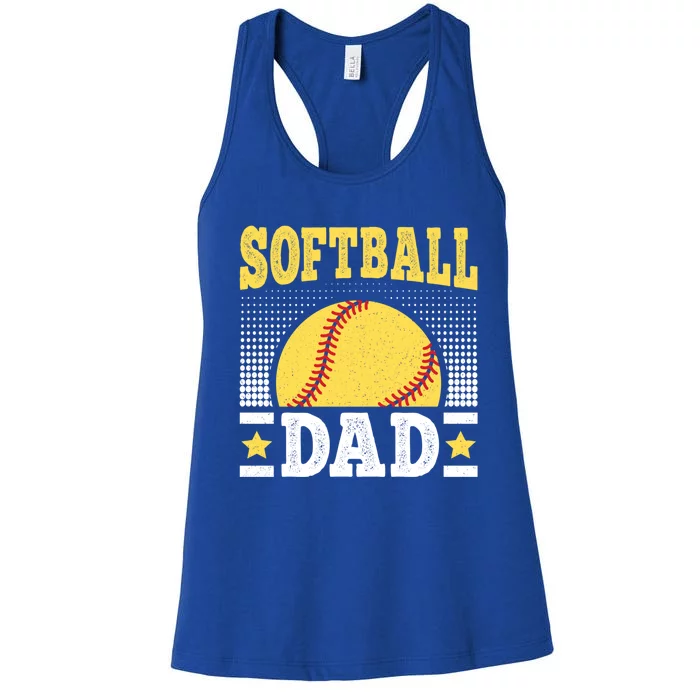 Softball Dad Vintage Softball Player Gift Women's Racerback Tank