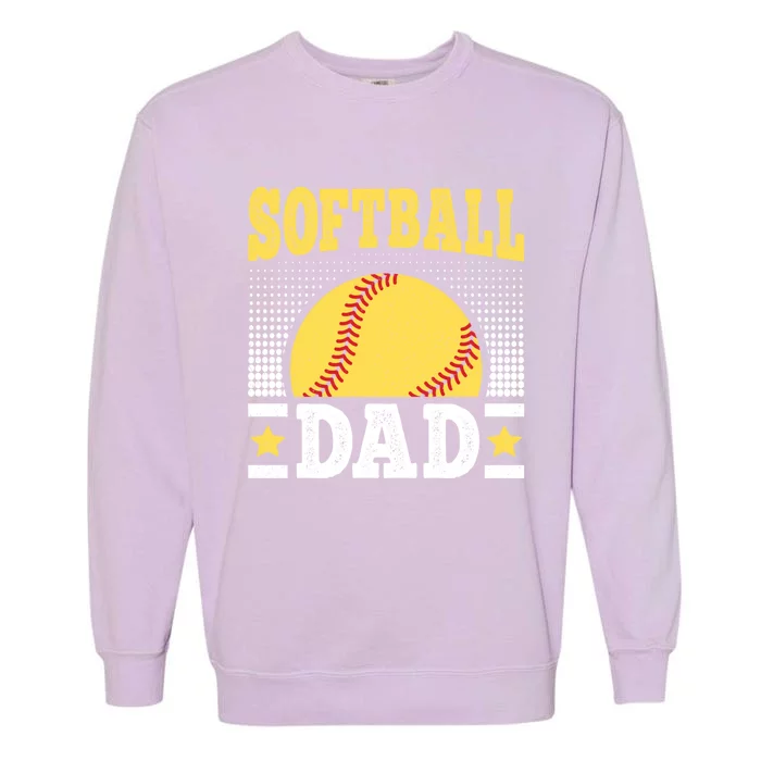 Softball Dad Vintage Softball Player Gift Garment-Dyed Sweatshirt