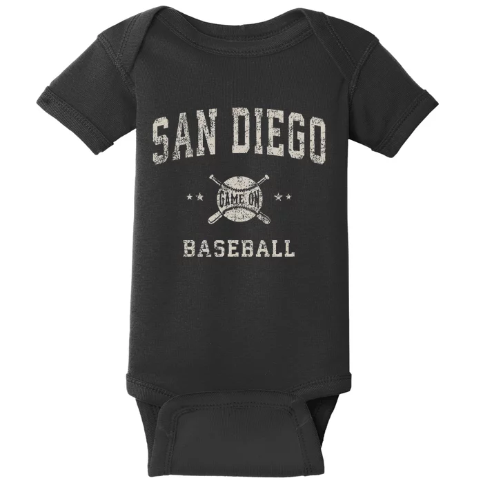 San Diego Vintage Baseball Throwback Baby Bodysuit