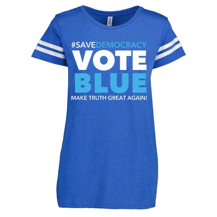 Save Democracy Vote Blue Make Truth Great Again Enza Ladies Jersey Football T-Shirt