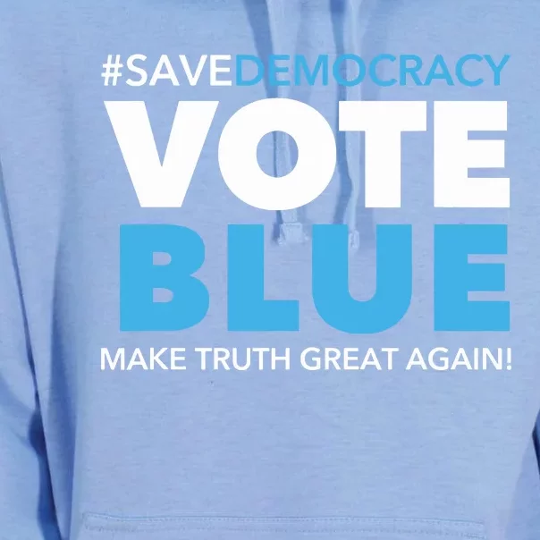 Save Democracy Vote Blue Make Truth Great Again Unisex Surf Hoodie