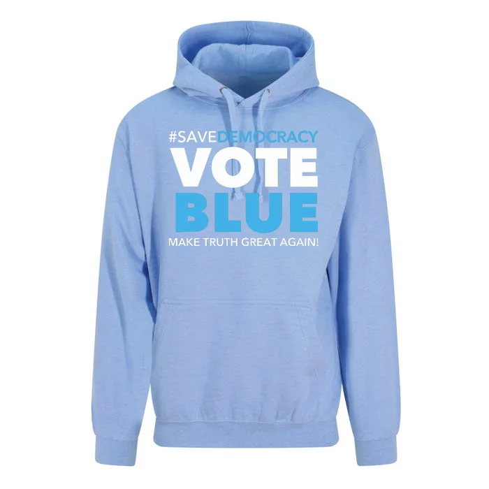 Save Democracy Vote Blue Make Truth Great Again Unisex Surf Hoodie