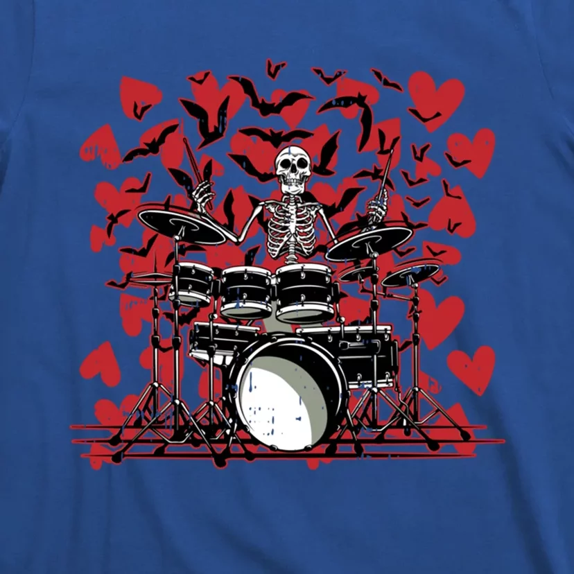 Skeleton Drummer Valentines Day Rock N Roll Drum Music Lover Gift T-Shirt