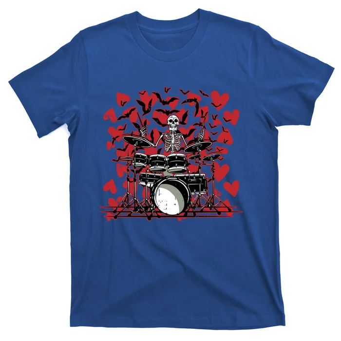 Skeleton Drummer Valentines Day Rock N Roll Drum Music Lover Gift T-Shirt