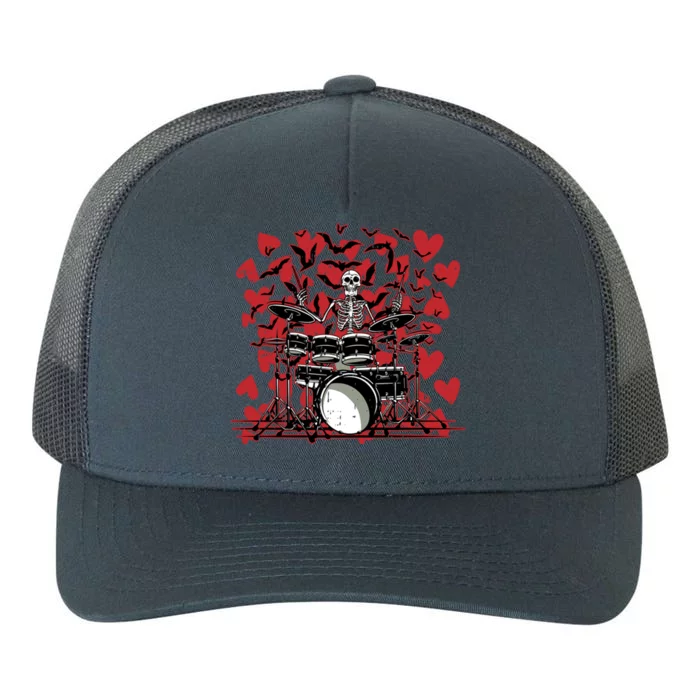 Skeleton Drummer Valentines Day Rock N Roll Drum Music Lover Gift Yupoong Adult 5-Panel Trucker Hat