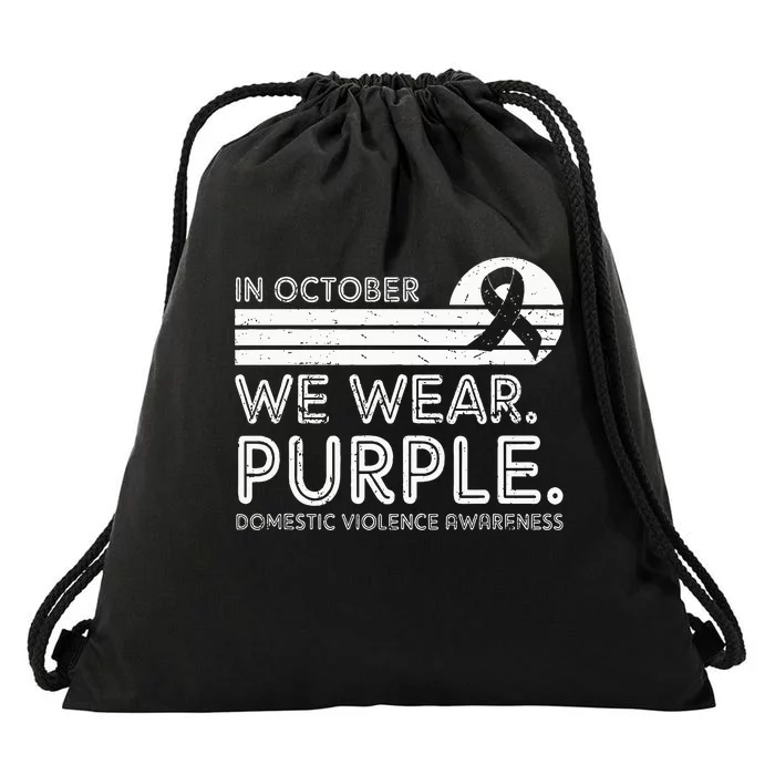 Support Domestic Violence Awareness with Purple October Drawstring Bag