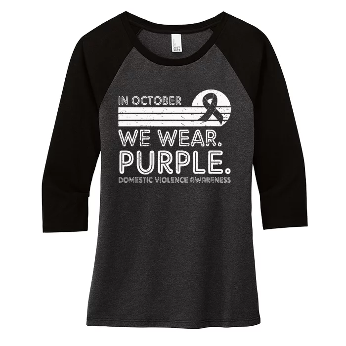 Support Domestic Violence Awareness with Purple October Women's Tri-Blend 3/4-Sleeve Raglan Shirt