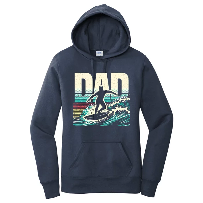 Surfer Dad Vintage Surfing Lover FatherS Day Gift Women's Pullover Hoodie