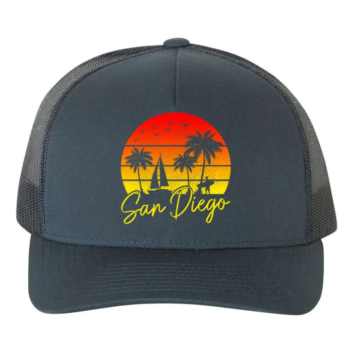 San Diego Vintage Sunset California Sailing Surfer San Diego Yupoong Adult 5-Panel Trucker Hat