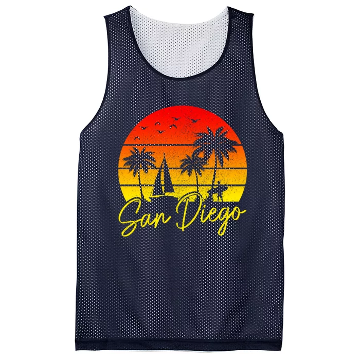 San Diego Vintage Sunset California Sailing Surfer San Diego Mesh Reversible Basketball Jersey Tank